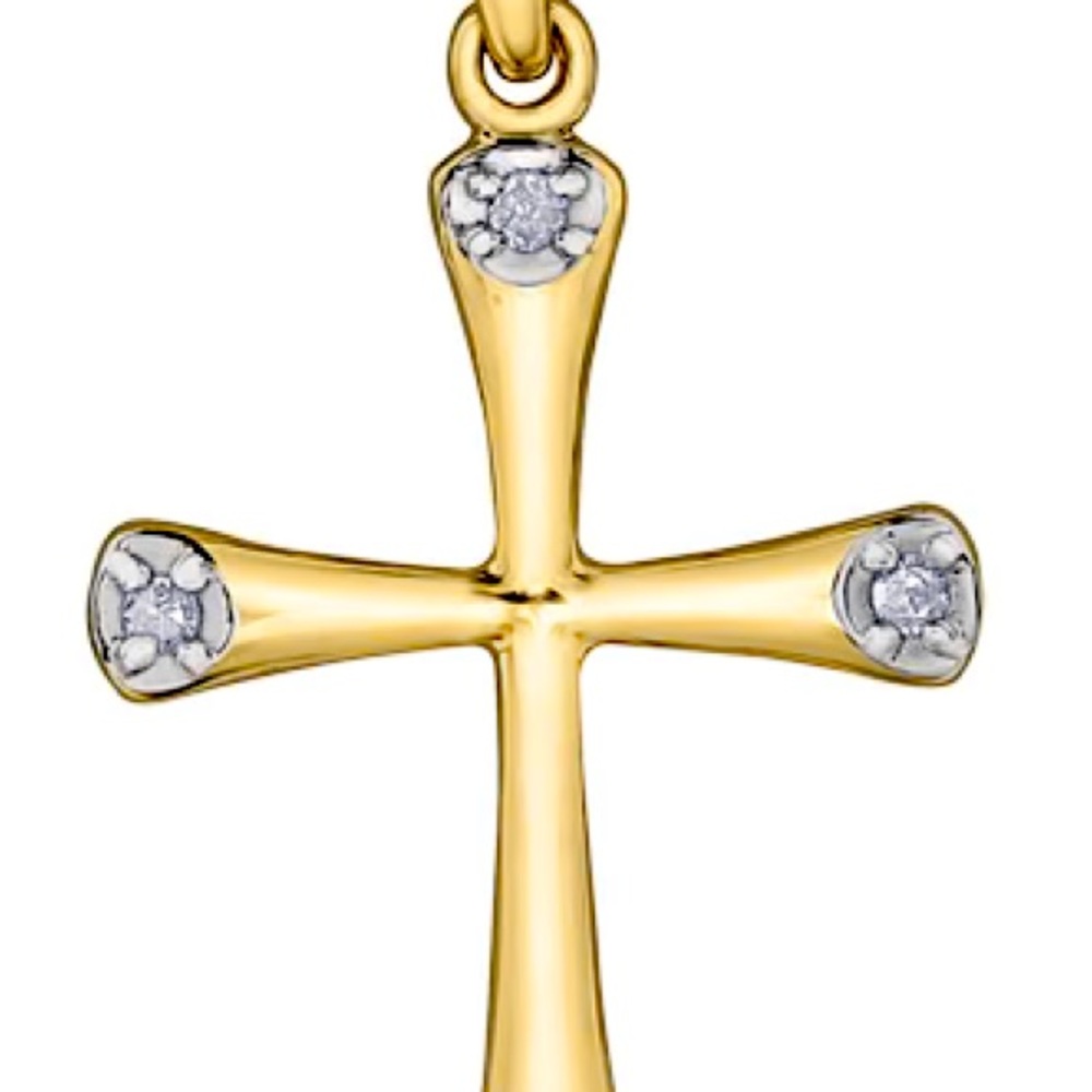 ICED OUT CROSS PENDANT AND GOLD PLATED CHAIN‼️